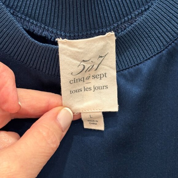 Cinq à Sept Tous Les Jours Navy Blue Ruffle Trim Tank Size L - Picture 5 of 6